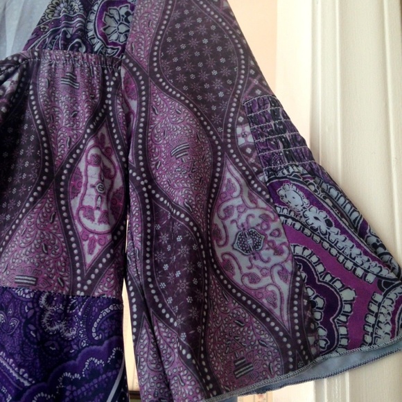 One World Peasant Boho Purple Empire Waist Bell Sv - Picture 6 of 8